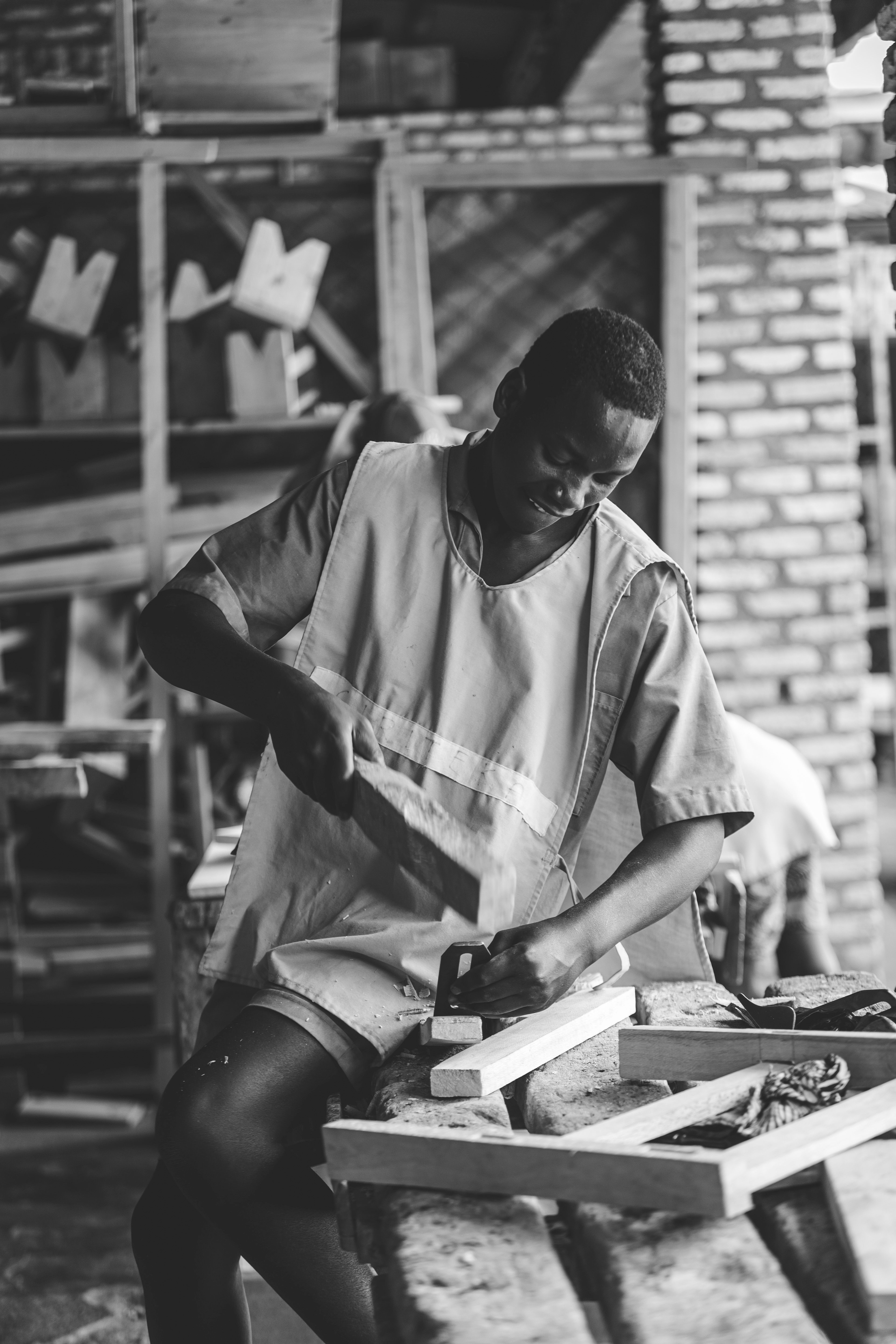 Artisan working in his own workshop